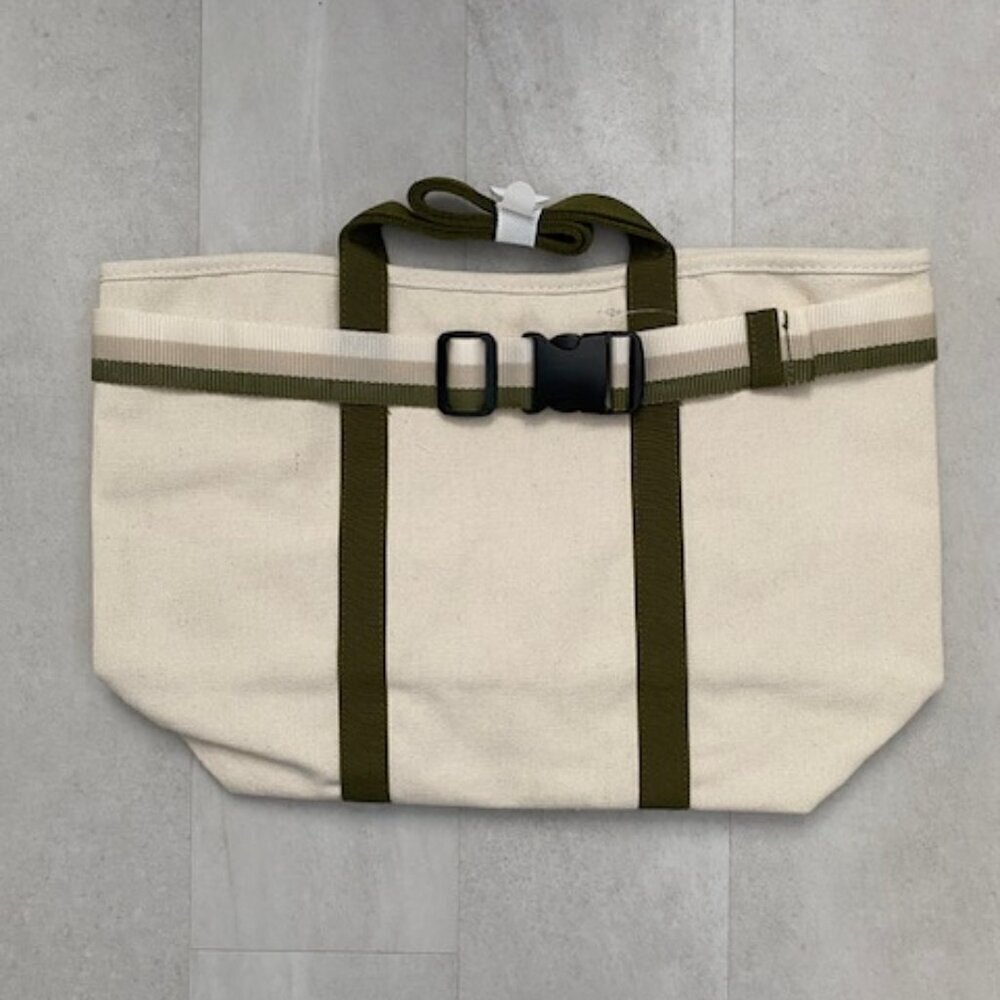 NWT DSW Exclusive Ivory Green Canvas Tote Bag with Travel Strap - Picture 10 of 12